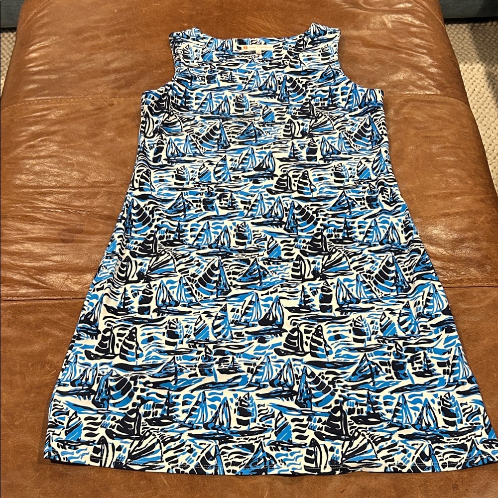 Jude Connolly Sleeveless Sailboat Print Shift Dress - Blue & Navy